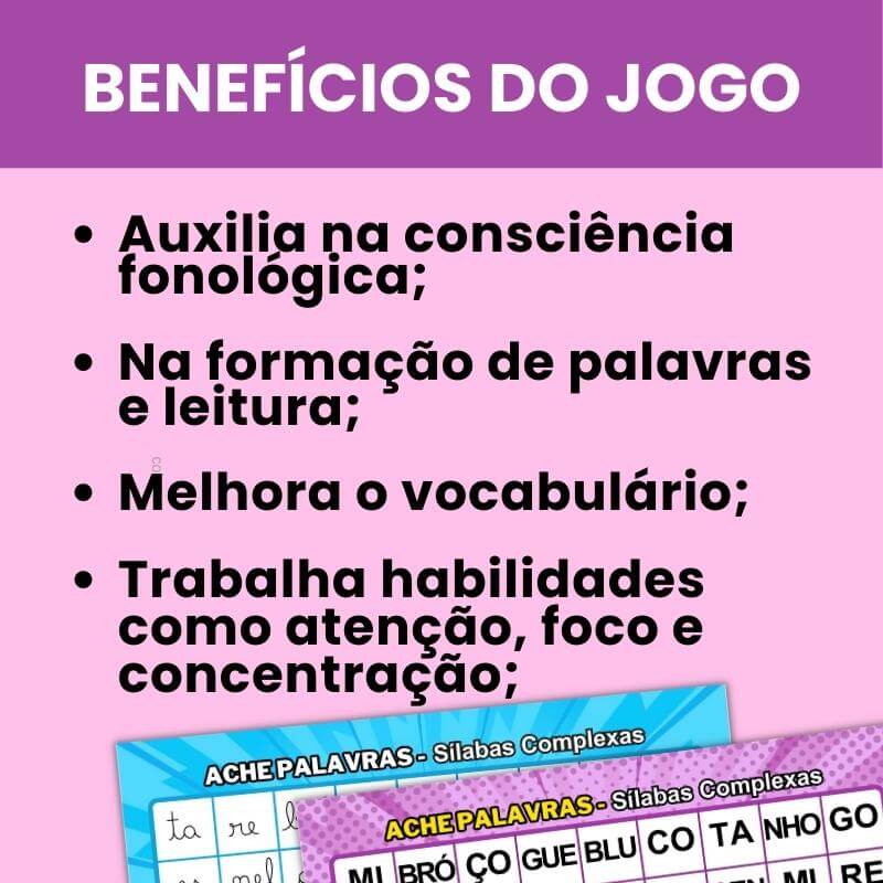 Arquivo Ache Palavras – Sílabas Simples – Pandagógico