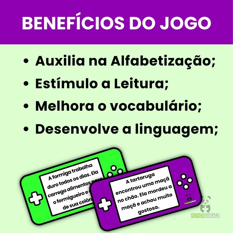 Jogo de alfabetização - dados da leitura