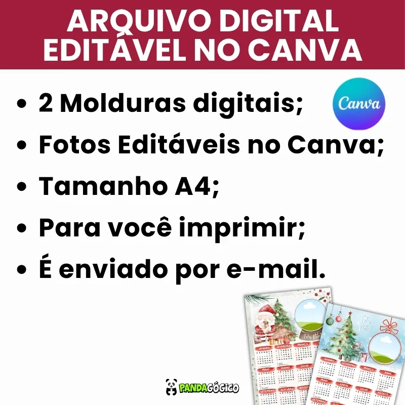 Arquivo Moldura Calendário Natalino Aquarela 2026 - Canva - Imagem 6